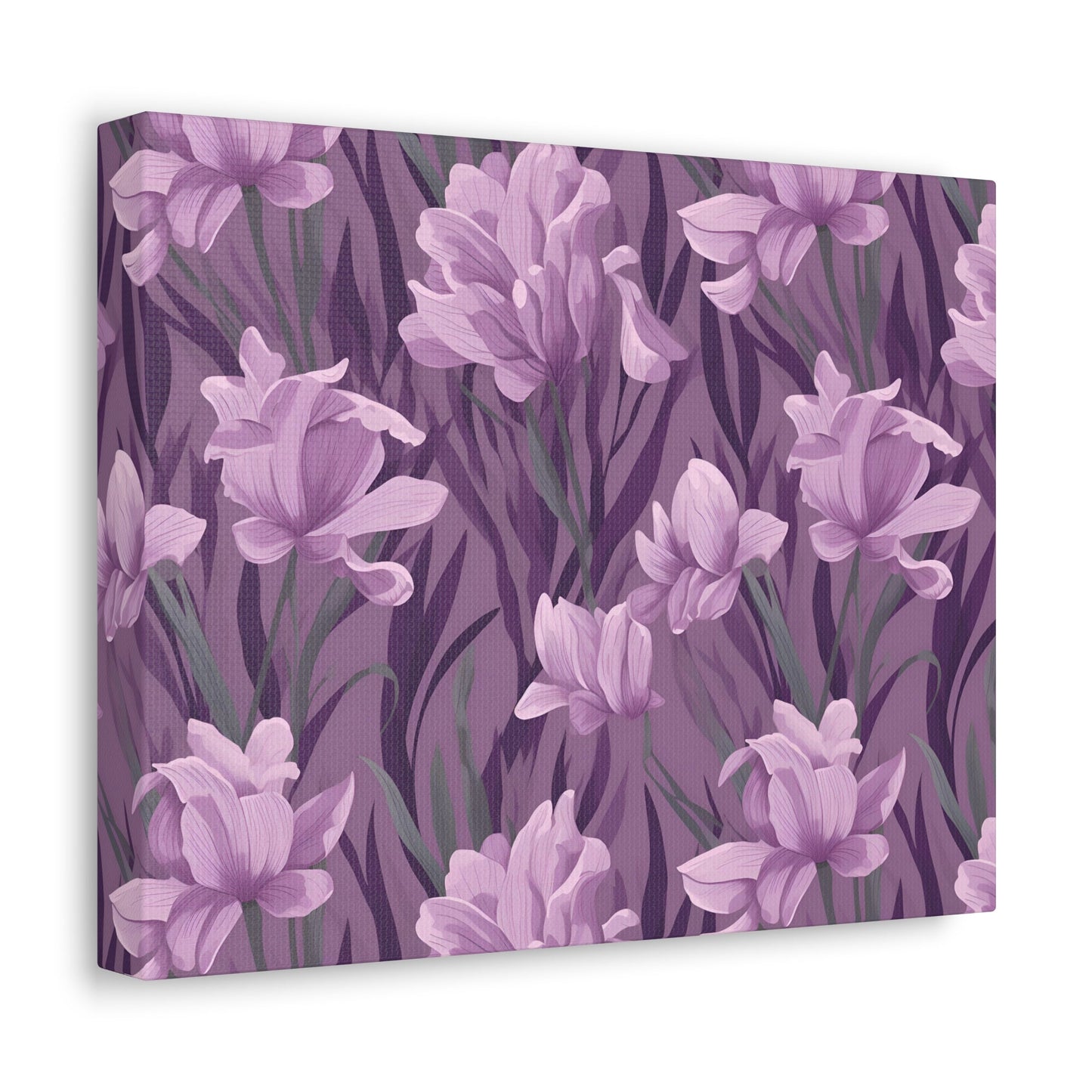 Springtime Violet Harmony - Delicate Purple Blooms Design Canvas Wall Art - Pattern Symphony