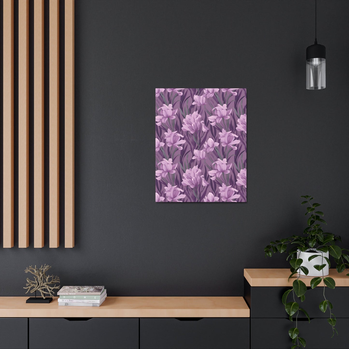 Springtime Violet Harmony - Delicate Purple Blooms Design Canvas Wall Art - Pattern Symphony