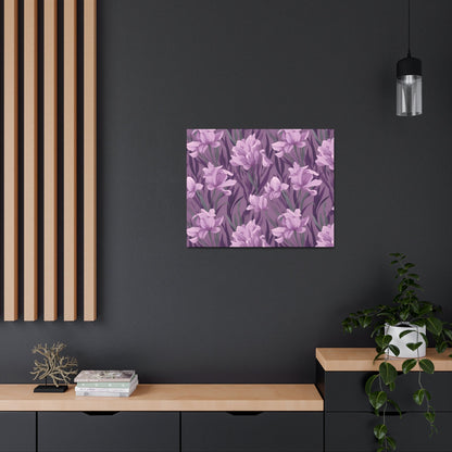 Springtime Violet Harmony - Delicate Purple Blooms Design Canvas Wall Art - Pattern Symphony