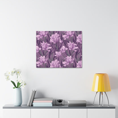 Springtime Violet Harmony - Delicate Purple Blooms Design Canvas Wall Art - Pattern Symphony