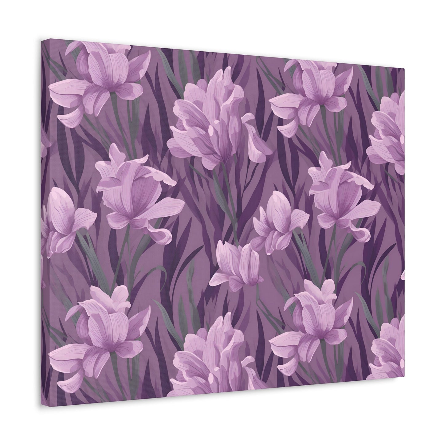 Springtime Violet Harmony - Delicate Purple Blooms Design Canvas Wall Art - Pattern Symphony