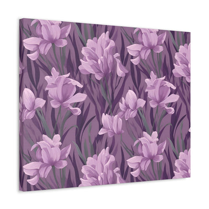 Springtime Violet Harmony - Delicate Purple Blooms Design Canvas Wall Art - Pattern Symphony