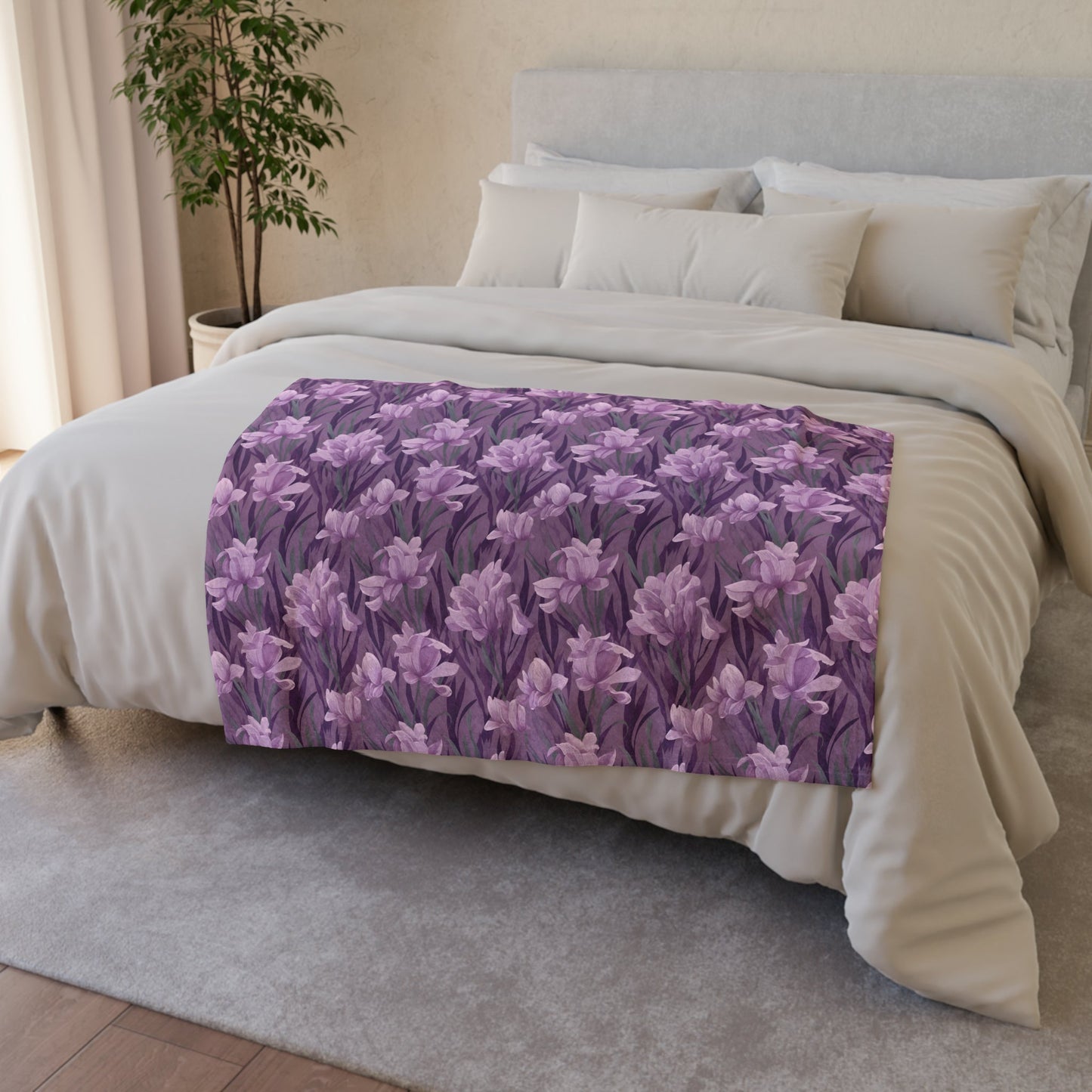 Springtime Violet Harmony - Delicate Purple Blooms Design - Sofa Throws - Pattern Symphony