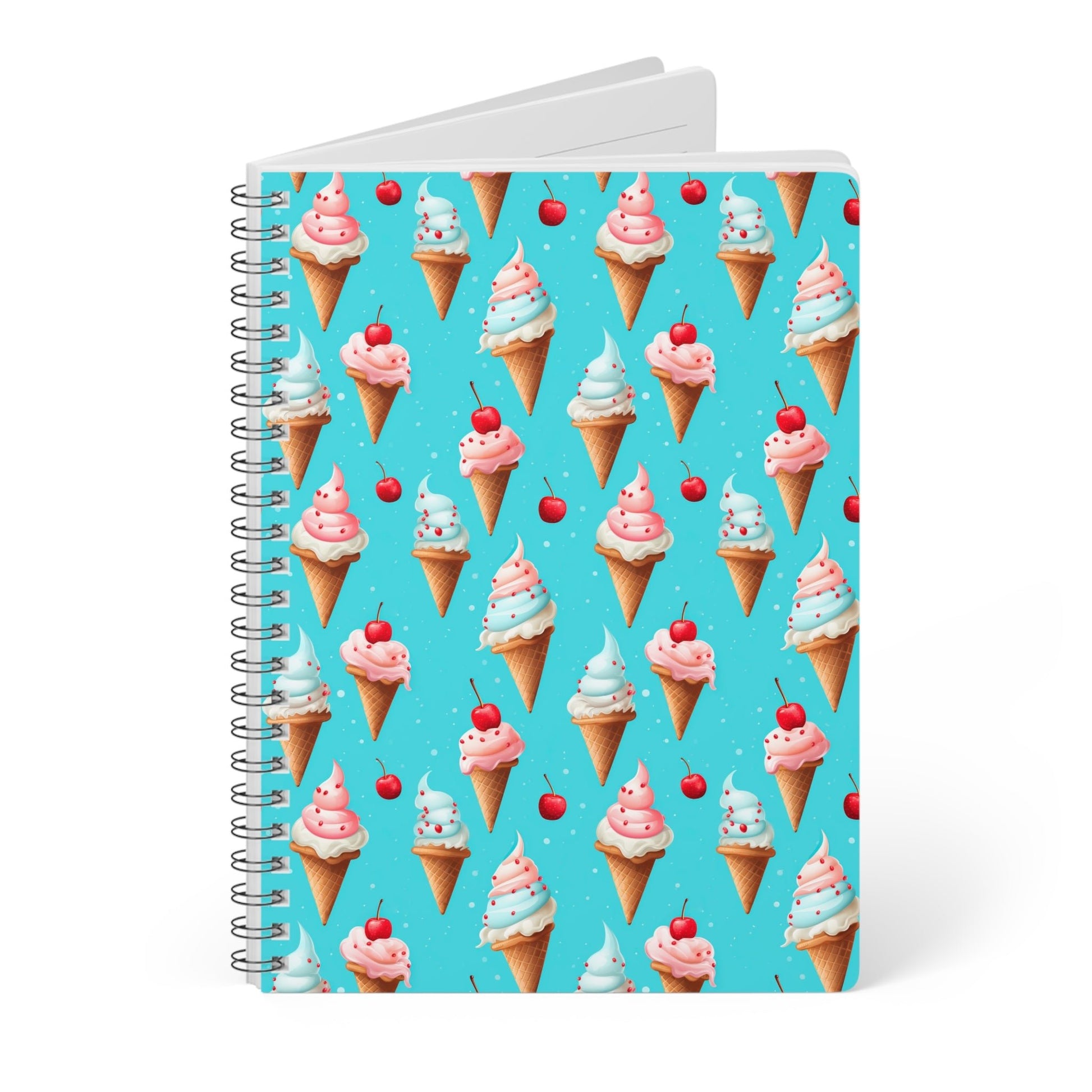 Sundae Funday Spiral Notebook - Whimsical Ice Cream Cones Pattern Paper products Pattern Symphony   