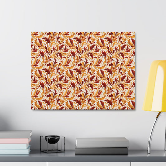 Swirling Autumn: Vortexes of Fall Foliage in Gold and Bronze - Satin Canvas, Stretched - Pattern Symphony