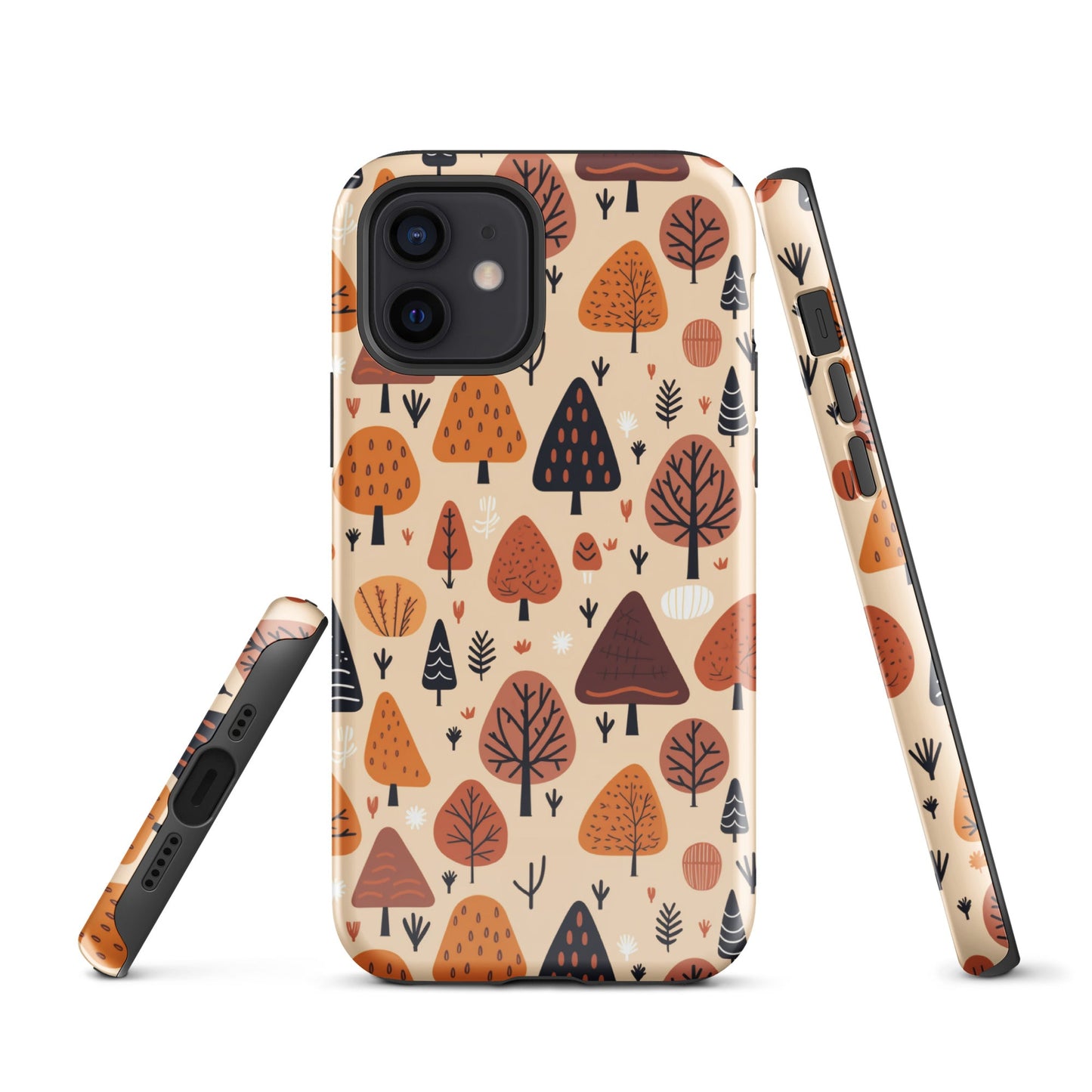 Terracotta Tree Tapestry - A Playful Autumn Mosaic - iPhone Case - Pattern Symphony