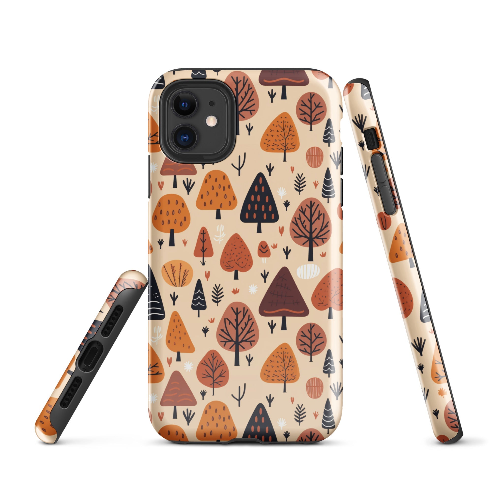 Terracotta Tree Tapestry - A Playful Autumn Mosaic - iPhone Case - Pattern Symphony