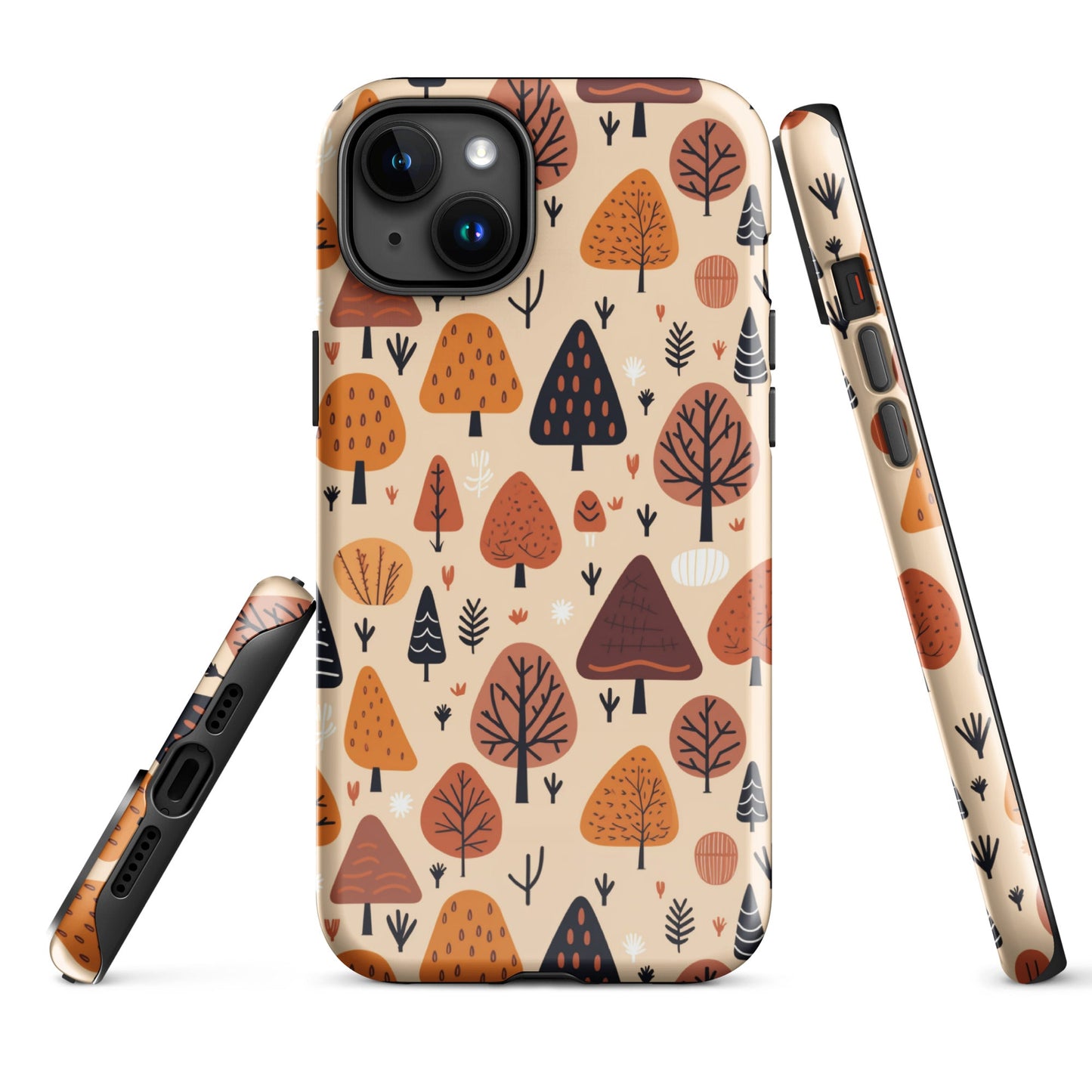 Terracotta Tree Tapestry - A Playful Autumn Mosaic - iPhone Case - Pattern Symphony