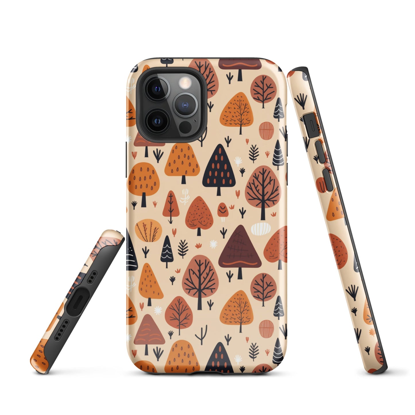 Terracotta Tree Tapestry - A Playful Autumn Mosaic - iPhone Case - Pattern Symphony