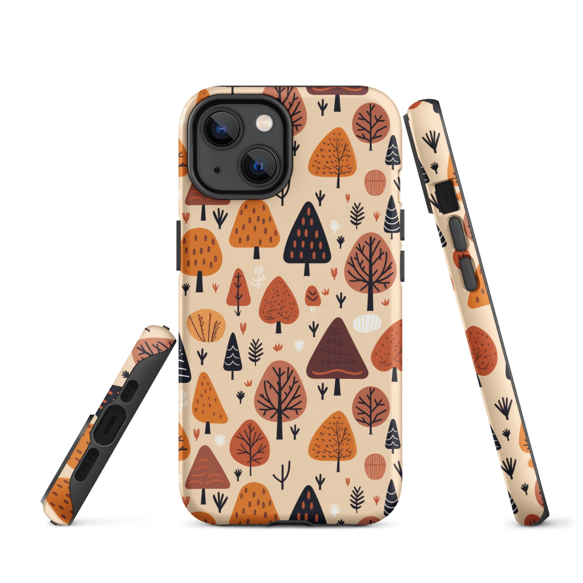 Terracotta Tree Tapestry - A Playful Autumn Mosaic - iPhone Case - Pattern Symphony