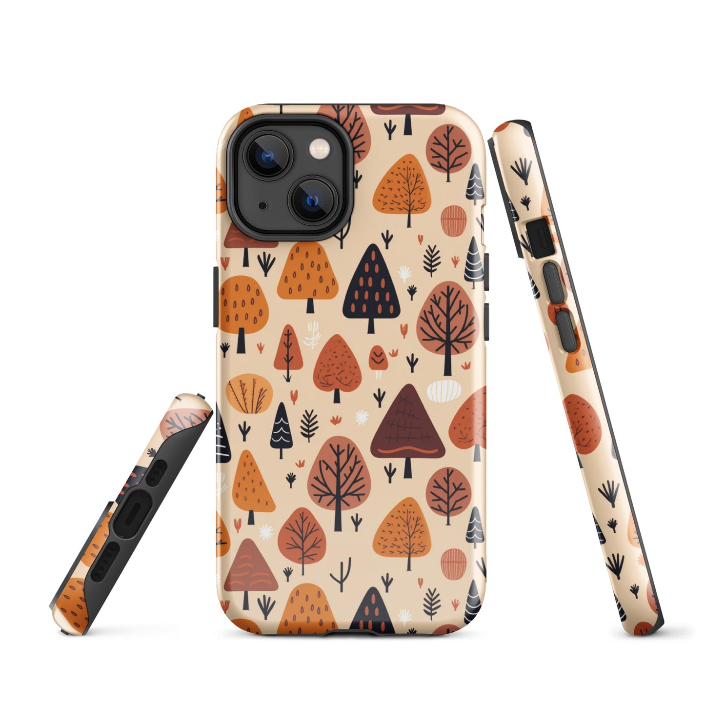 Terracotta Tree Tapestry - A Playful Autumn Mosaic - iPhone Case - Pattern Symphony