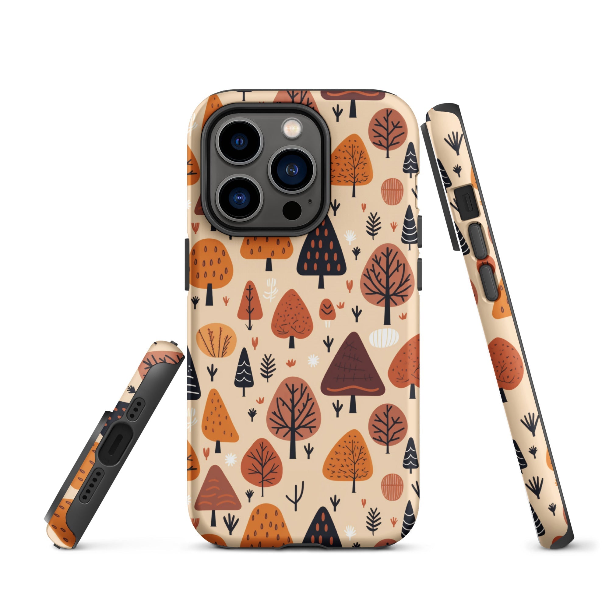 Terracotta Tree Tapestry - A Playful Autumn Mosaic - iPhone Case - Pattern Symphony