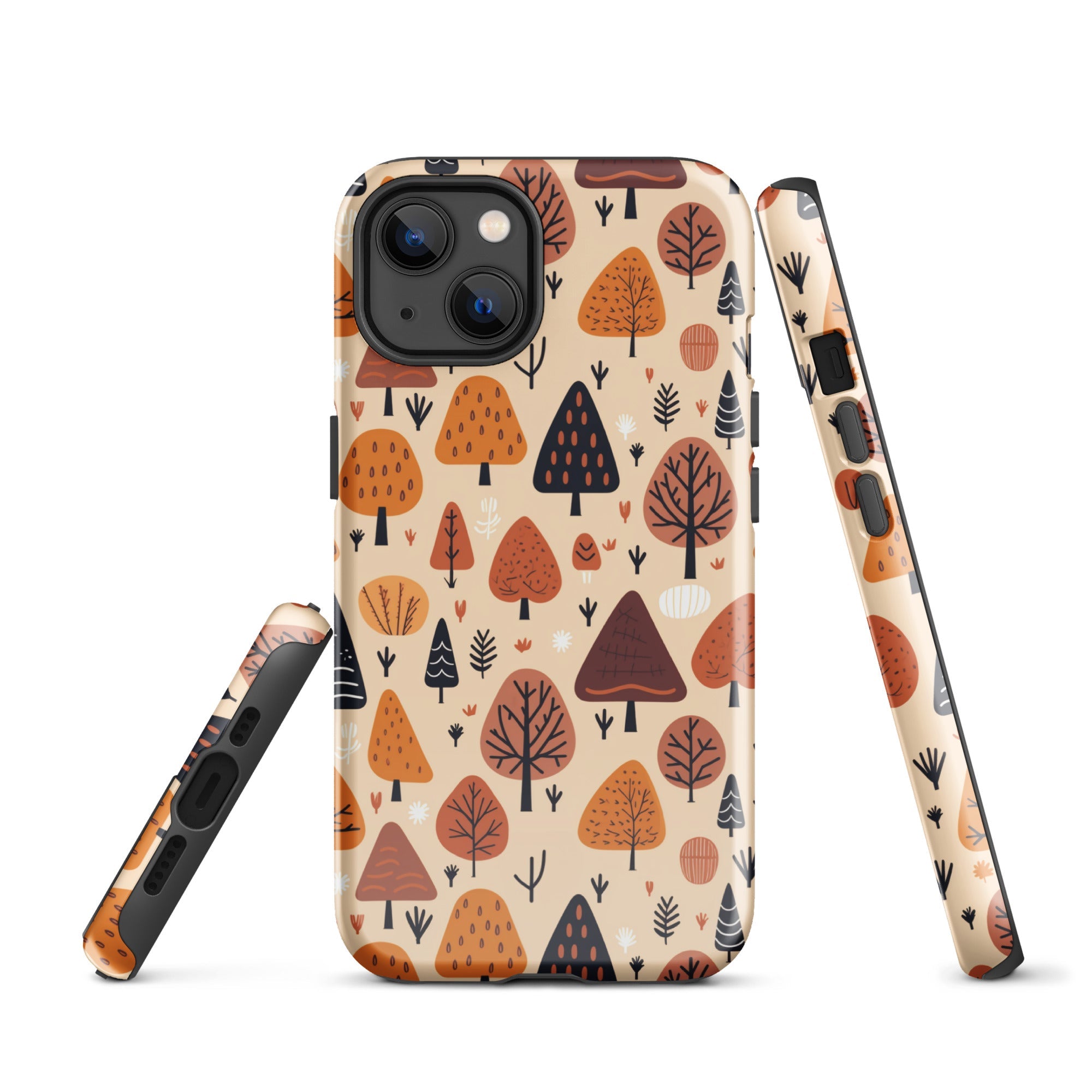 Terracotta Tree Tapestry - A Playful Autumn Mosaic - iPhone Case - Pattern Symphony