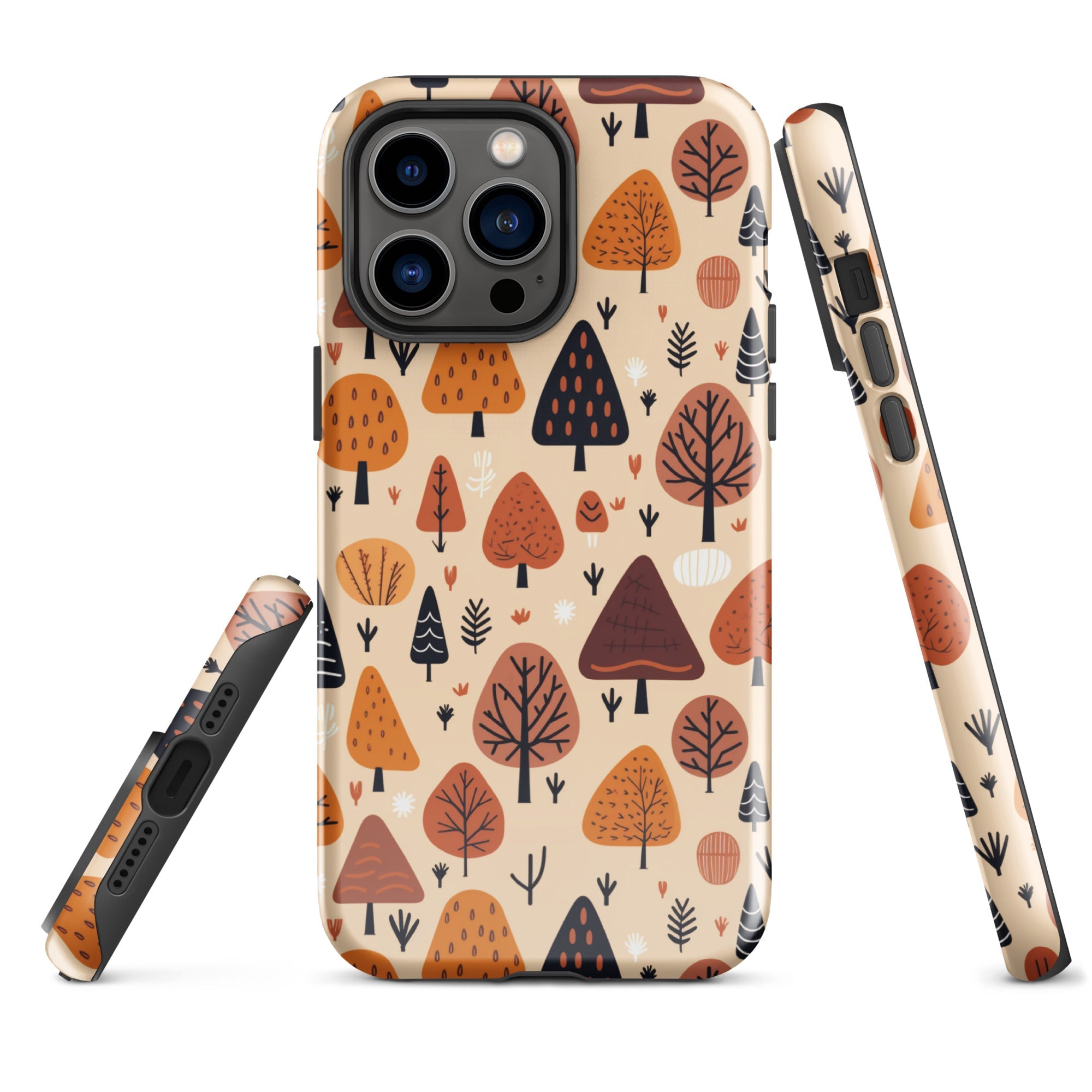 Terracotta Tree Tapestry - A Playful Autumn Mosaic - iPhone Case - Pattern Symphony