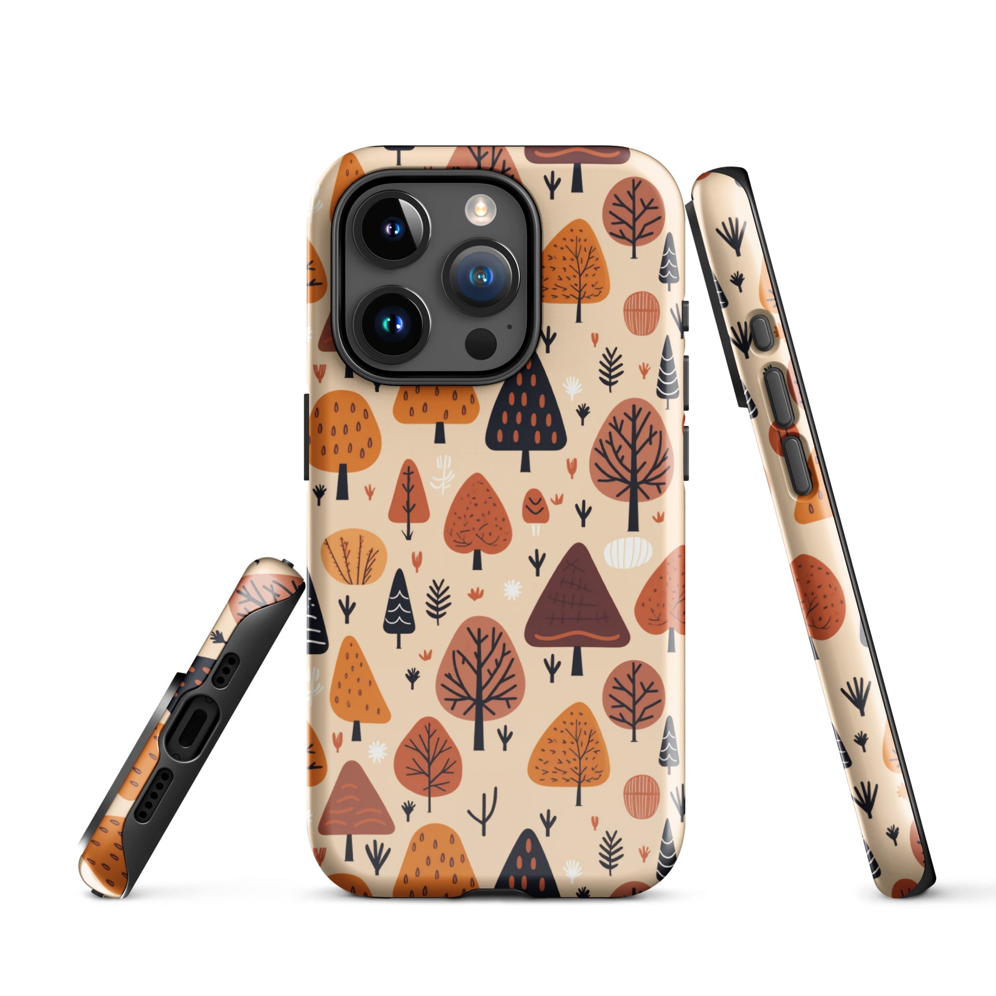 Terracotta Tree Tapestry - A Playful Autumn Mosaic - iPhone Case - Pattern Symphony