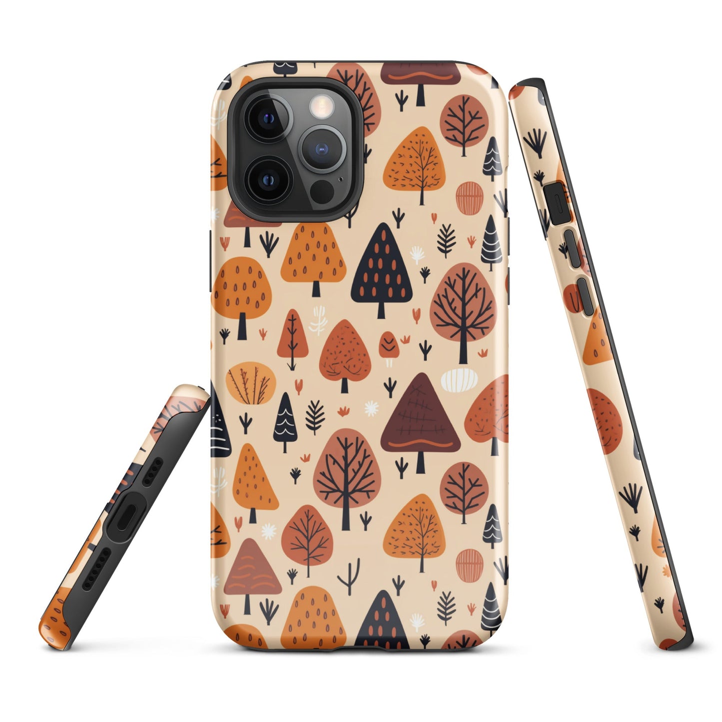 Terracotta Tree Tapestry - A Playful Autumn Mosaic - iPhone Case - Pattern Symphony