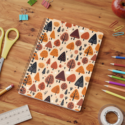 Terracotta Tree Tapestry: A Playful Autumn Mosaic - Notebook (A5) - Pattern Symphony