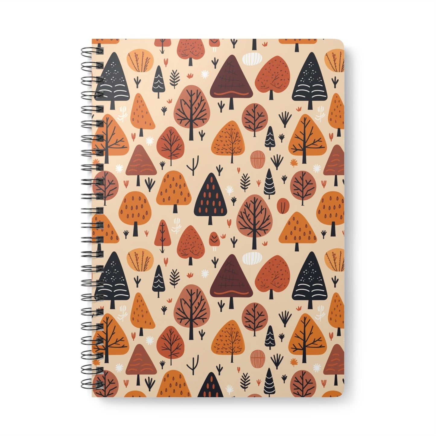 Terracotta Tree Tapestry: A Playful Autumn Mosaic - Notebook (A5) - Pattern Symphony