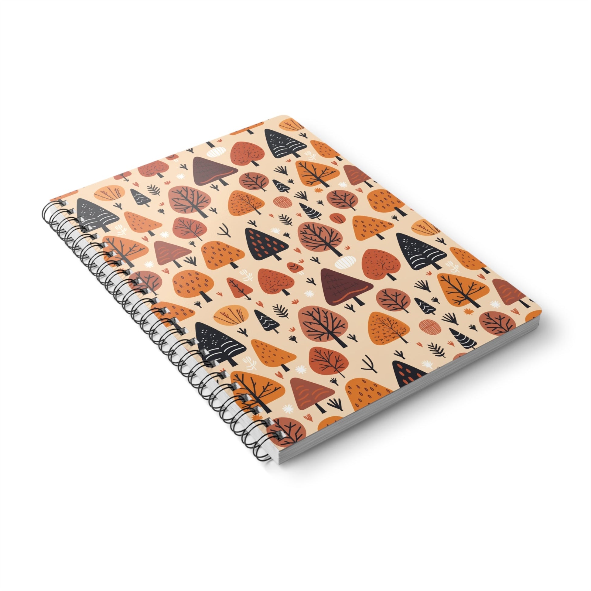 Terracotta Tree Tapestry: A Playful Autumn Mosaic - Notebook (A5) - Pattern Symphony