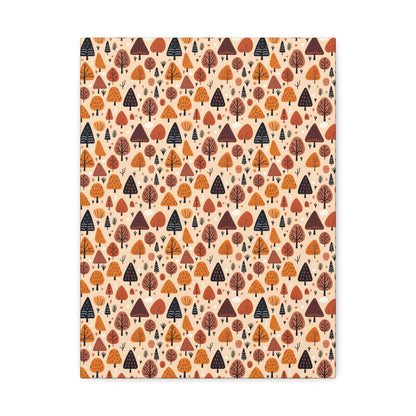 Terracotta Tree Tapestry: A Playful Autumn Mosaic - Satin Canvas, Stretched - Pattern Symphony