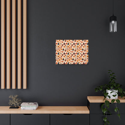 Terracotta Tree Tapestry: A Playful Autumn Mosaic - Satin Canvas, Stretched - Pattern Symphony