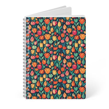 Tulip Medley Spiral Notebook - Lined Pages with Colourful Floral Cover  - A5 Paper products Pattern Symphony   