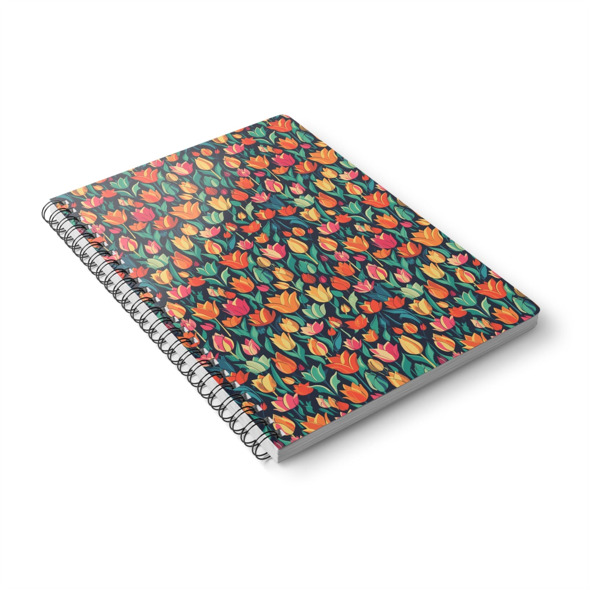 Tulip Medley Spiral Notebook - Lined Pages with Colourful Floral Cover  - A5 Paper products Pattern Symphony   