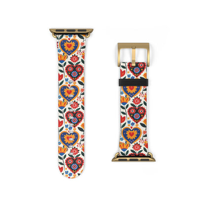 Whimsical Hearts: Bloomed Affections - Apple Watch Strap - Pattern Symphony