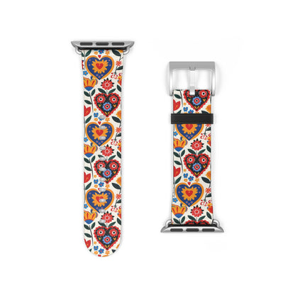 Whimsical Hearts: Bloomed Affections - Apple Watch Strap - Pattern Symphony