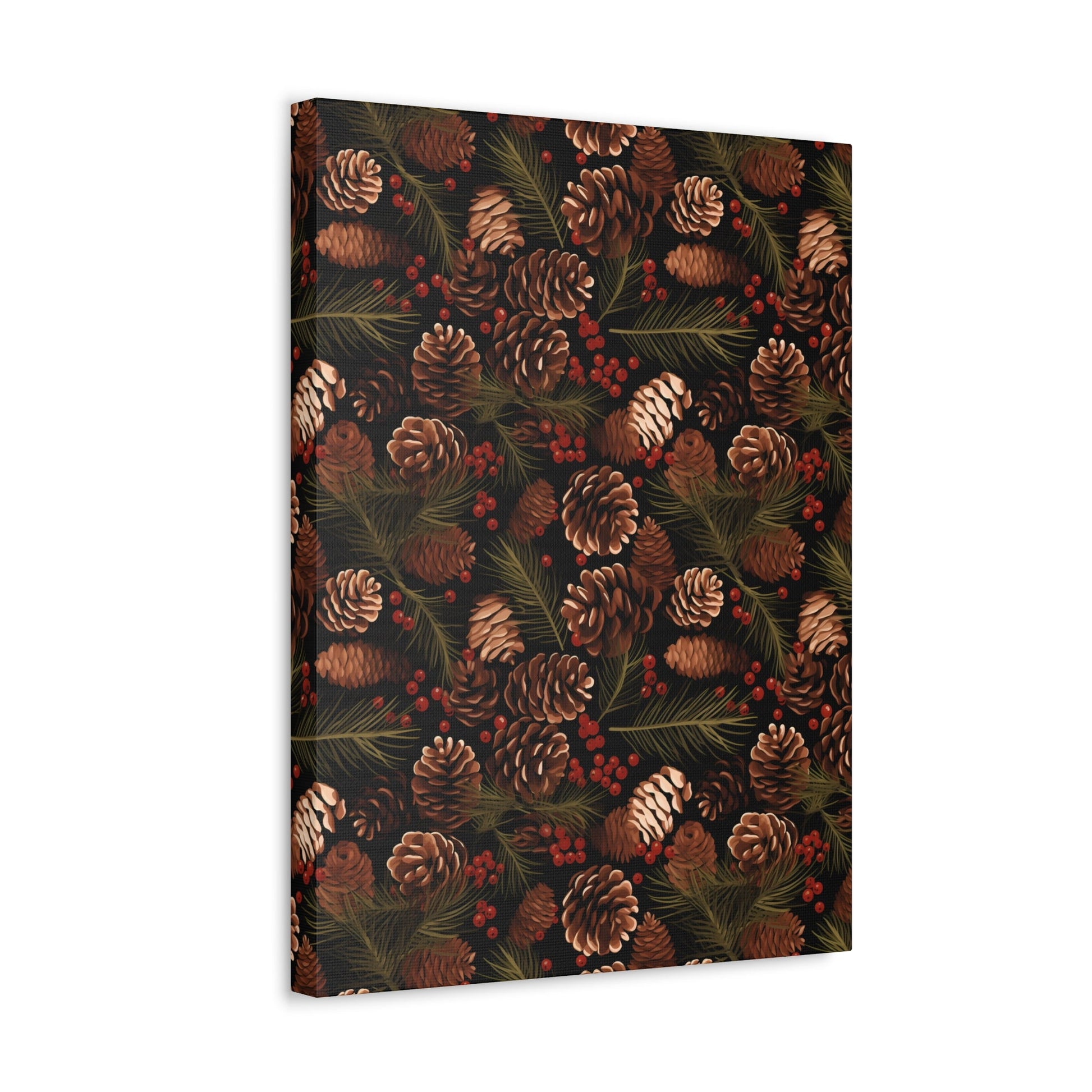 Winter Berries - Pinecone Profusion - Wall Art Canvas - Pattern Symphony