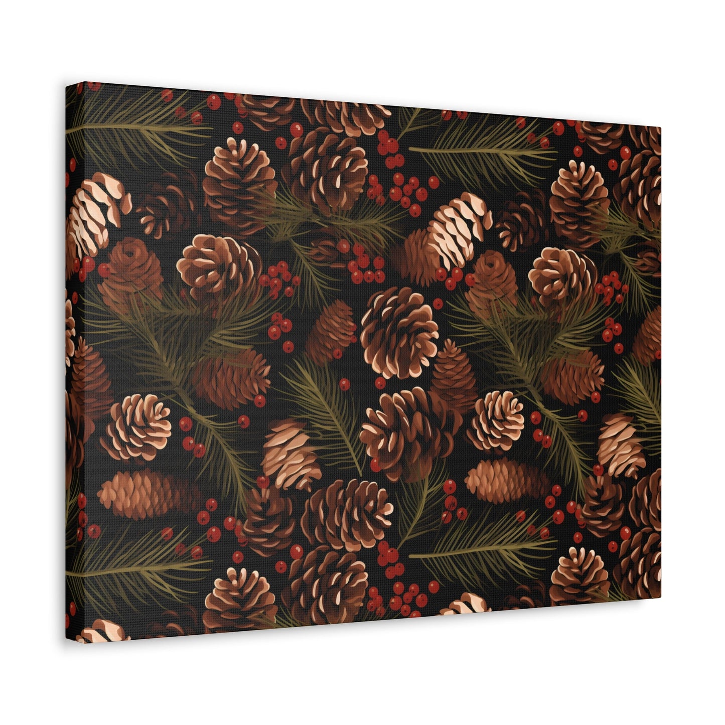 Winter Berries - Pinecone Profusion - Wall Art Canvas - Pattern Symphony