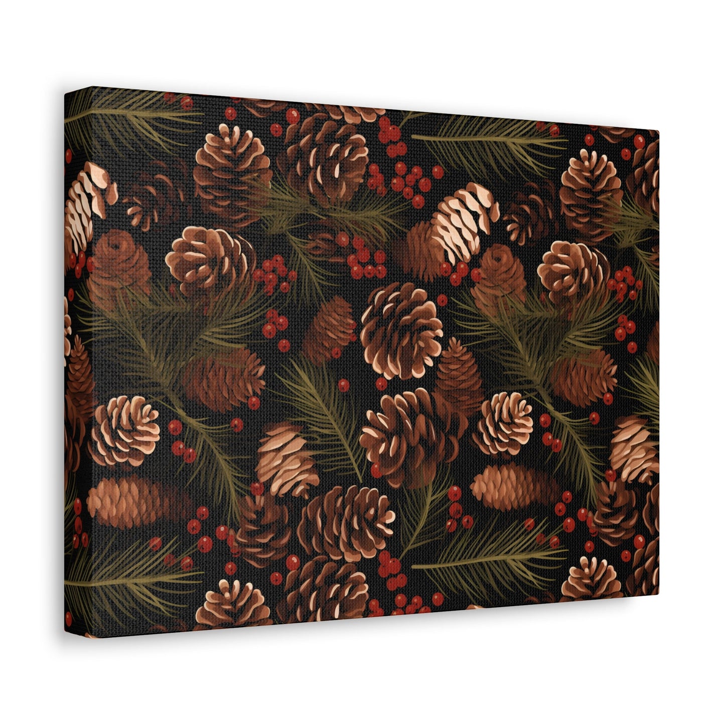 Winter Berries - Pinecone Profusion - Wall Art Canvas - Pattern Symphony