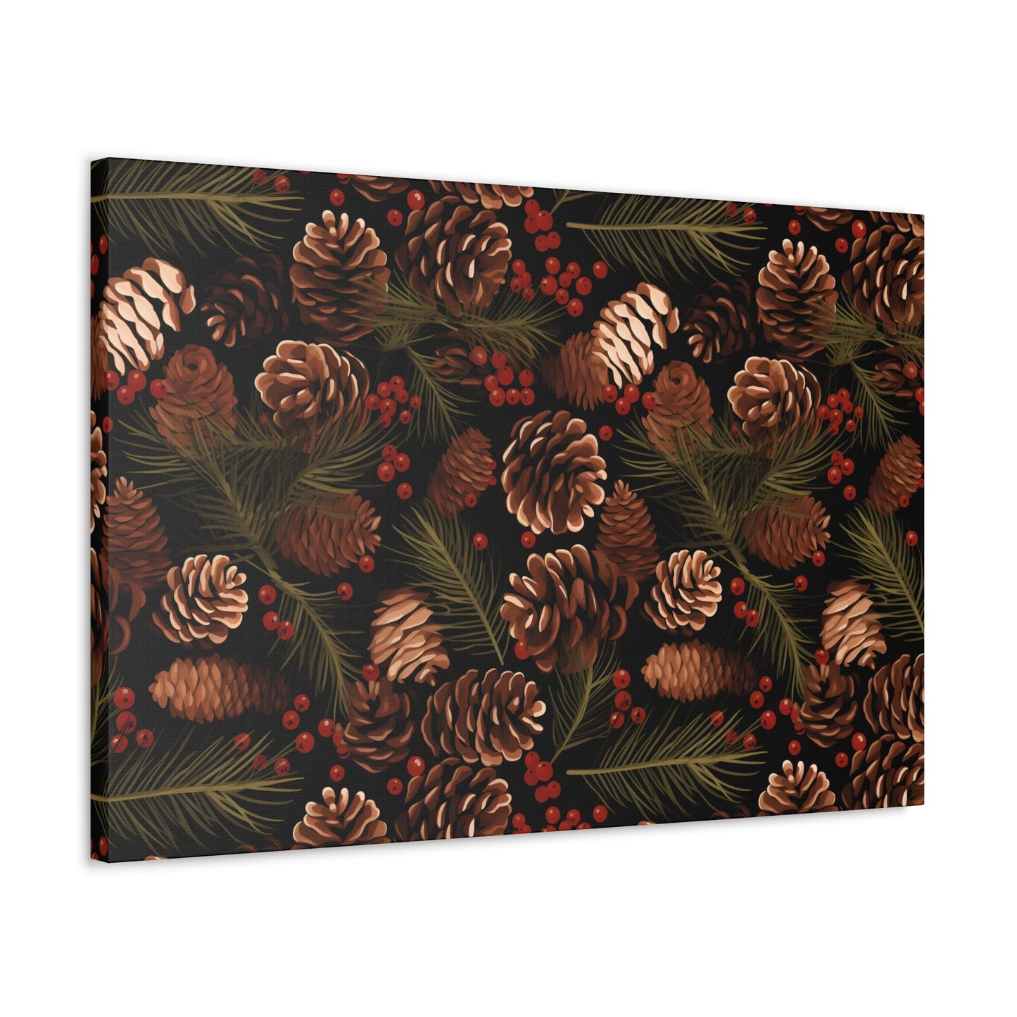 Winter Berries - Pinecone Profusion - Wall Art Canvas - Pattern Symphony