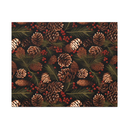 Winter Berries - Pinecone Profusion - Wall Art Canvas - Pattern Symphony