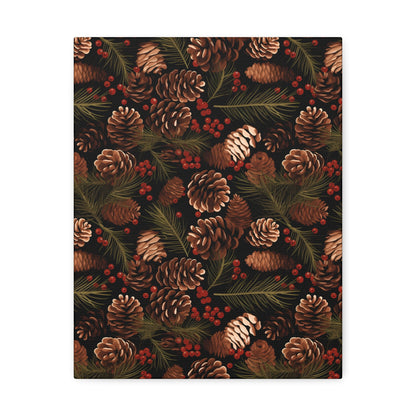 Winter Berries - Pinecone Profusion - Wall Art Canvas - Pattern Symphony