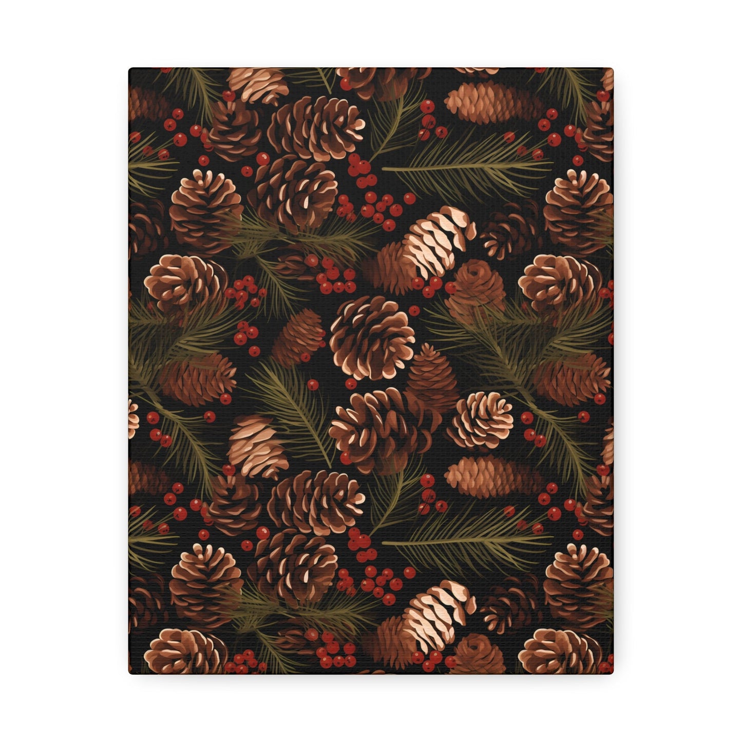 Winter Berries - Pinecone Profusion - Wall Art Canvas - Pattern Symphony