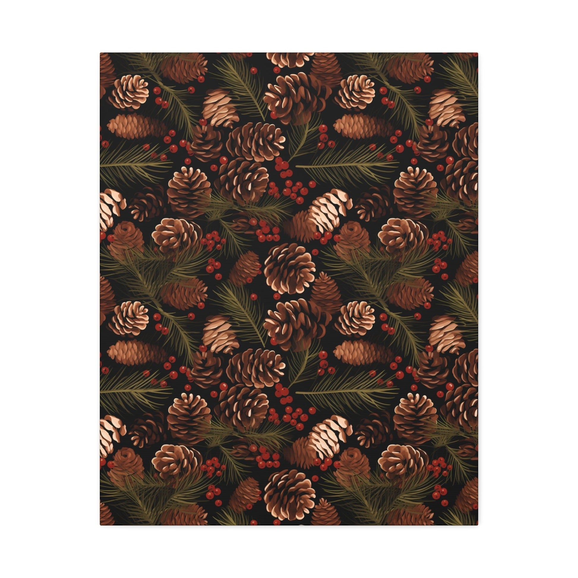 Winter Berries - Pinecone Profusion - Wall Art Canvas - Pattern Symphony