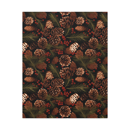 Winter Berries - Pinecone Profusion - Wall Art Canvas - Pattern Symphony