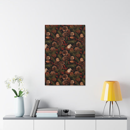 Winter Berries - Pinecone Profusion - Wall Art Canvas - Pattern Symphony