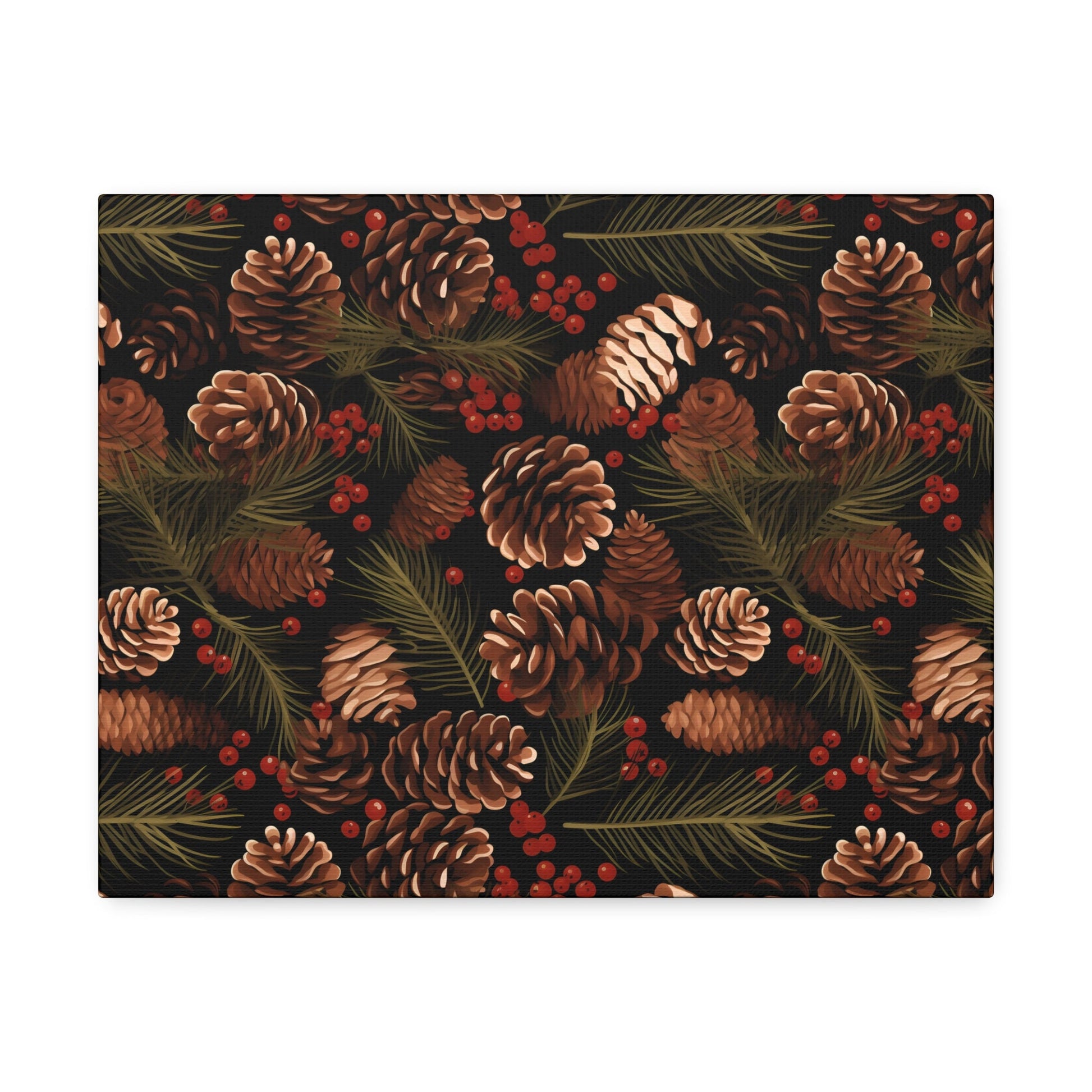 Winter Berries - Pinecone Profusion - Wall Art Canvas - Pattern Symphony