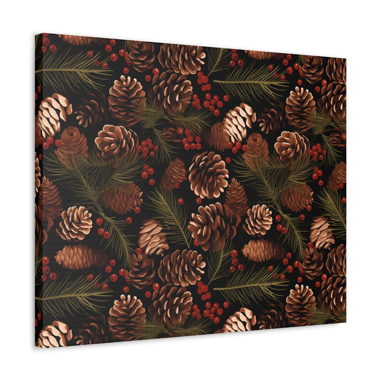 Winter Berries - Pinecone Profusion - Wall Art Canvas - Pattern Symphony