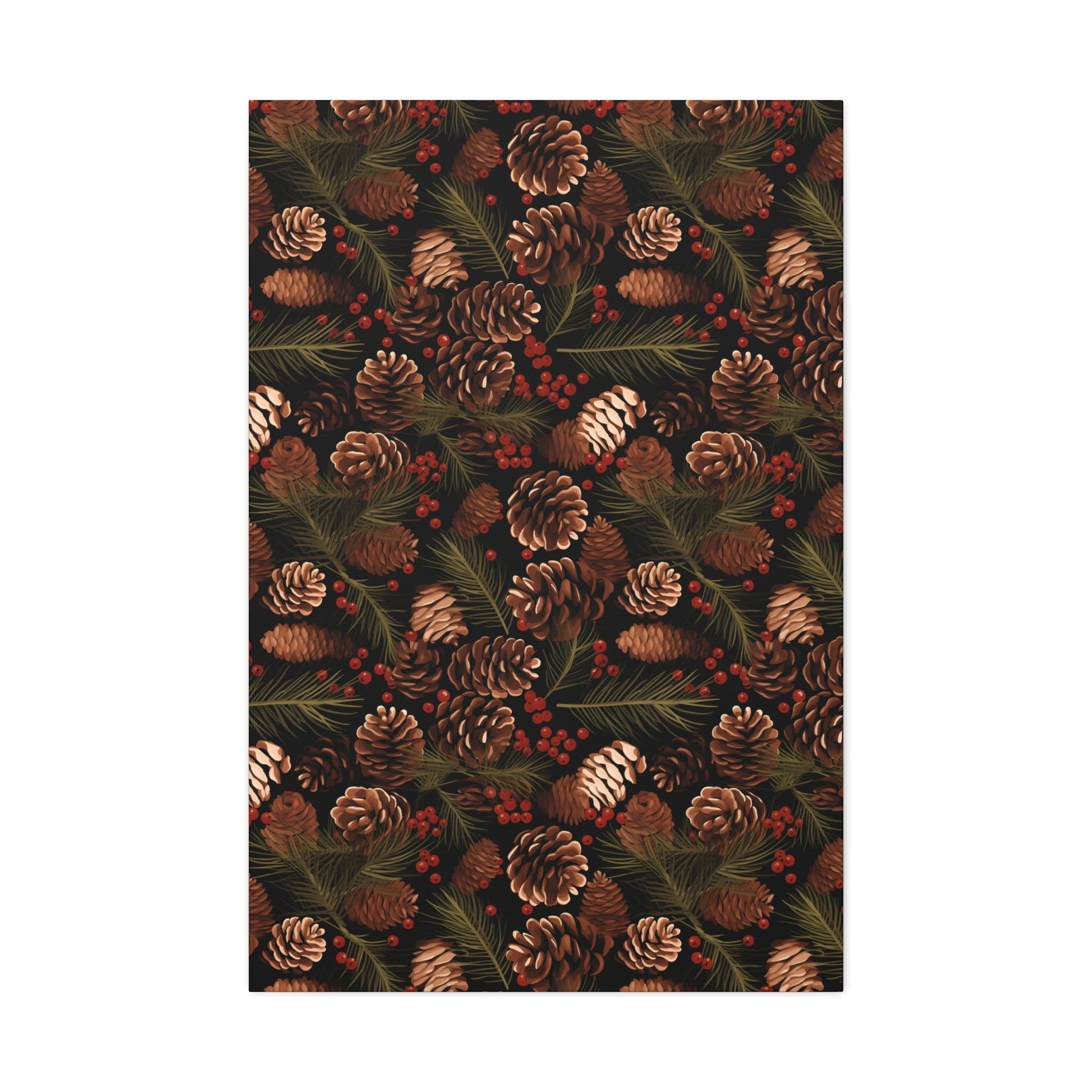 Winter Berries - Pinecone Profusion - Wall Art Canvas - Pattern Symphony