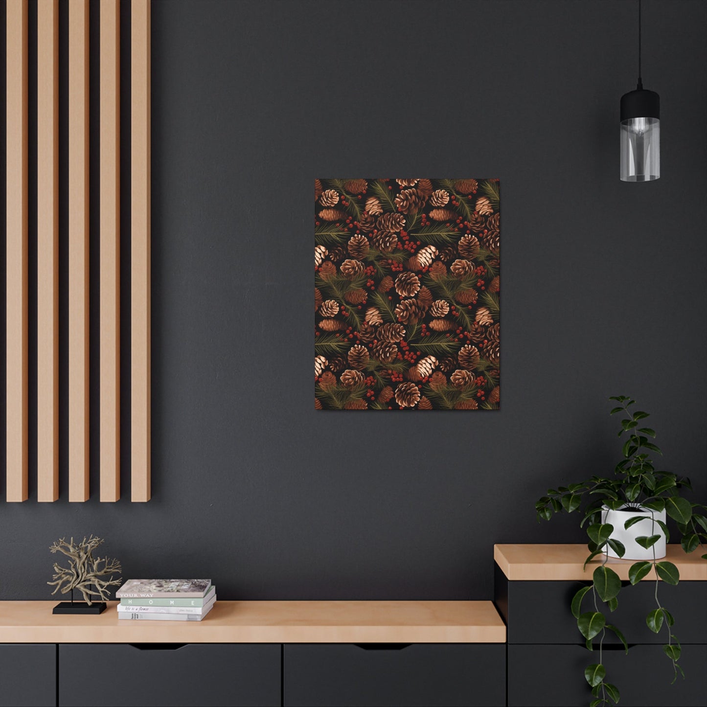 Winter Berries - Pinecone Profusion - Wall Art Canvas - Pattern Symphony