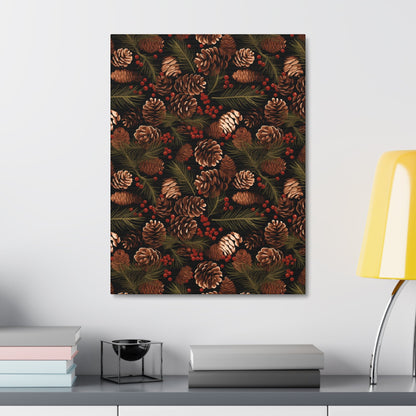 Winter Berries - Pinecone Profusion - Wall Art Canvas - Pattern Symphony