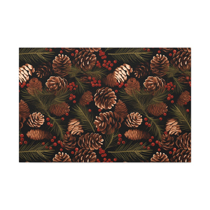 Winter Berries - Pinecone Profusion - Wall Art Canvas - Pattern Symphony