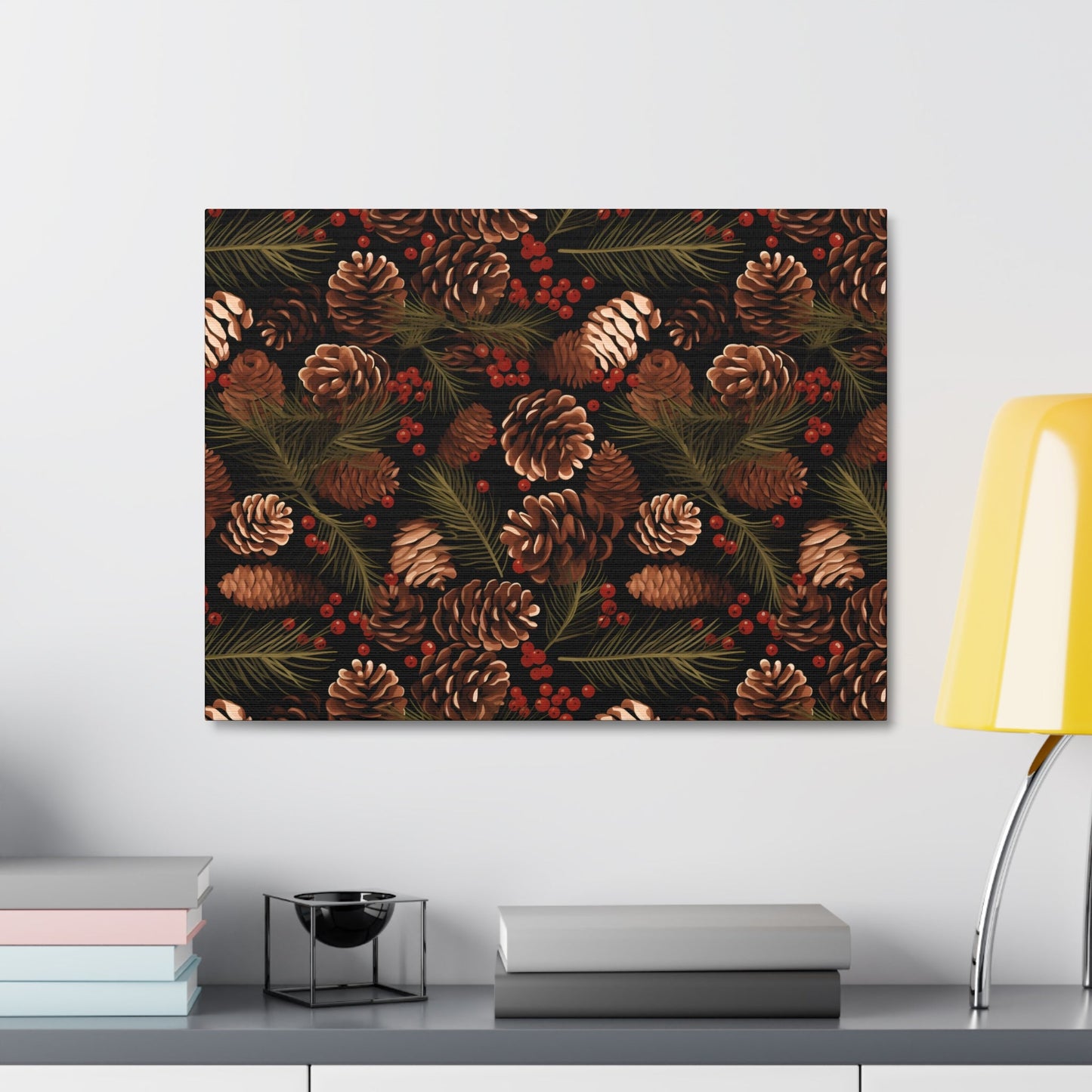 Winter Berries - Pinecone Profusion - Wall Art Canvas - Pattern Symphony