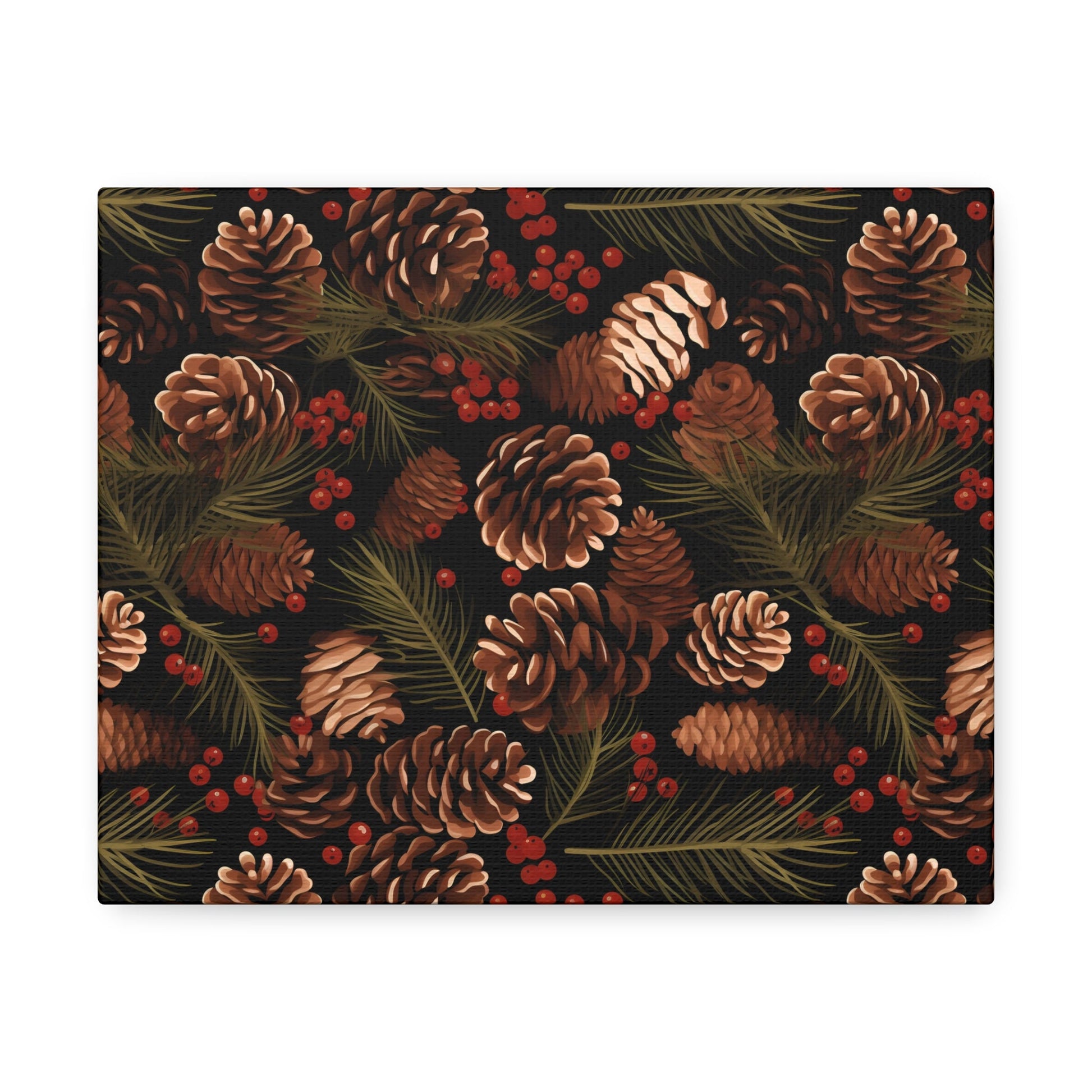 Winter Berries - Pinecone Profusion - Wall Art Canvas - Pattern Symphony