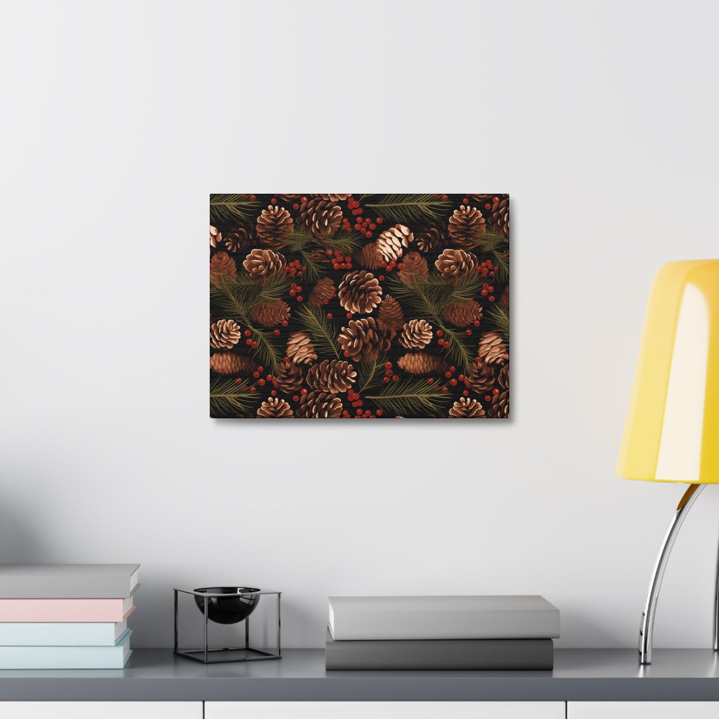 Winter Berries - Pinecone Profusion - Wall Art Canvas - Pattern Symphony