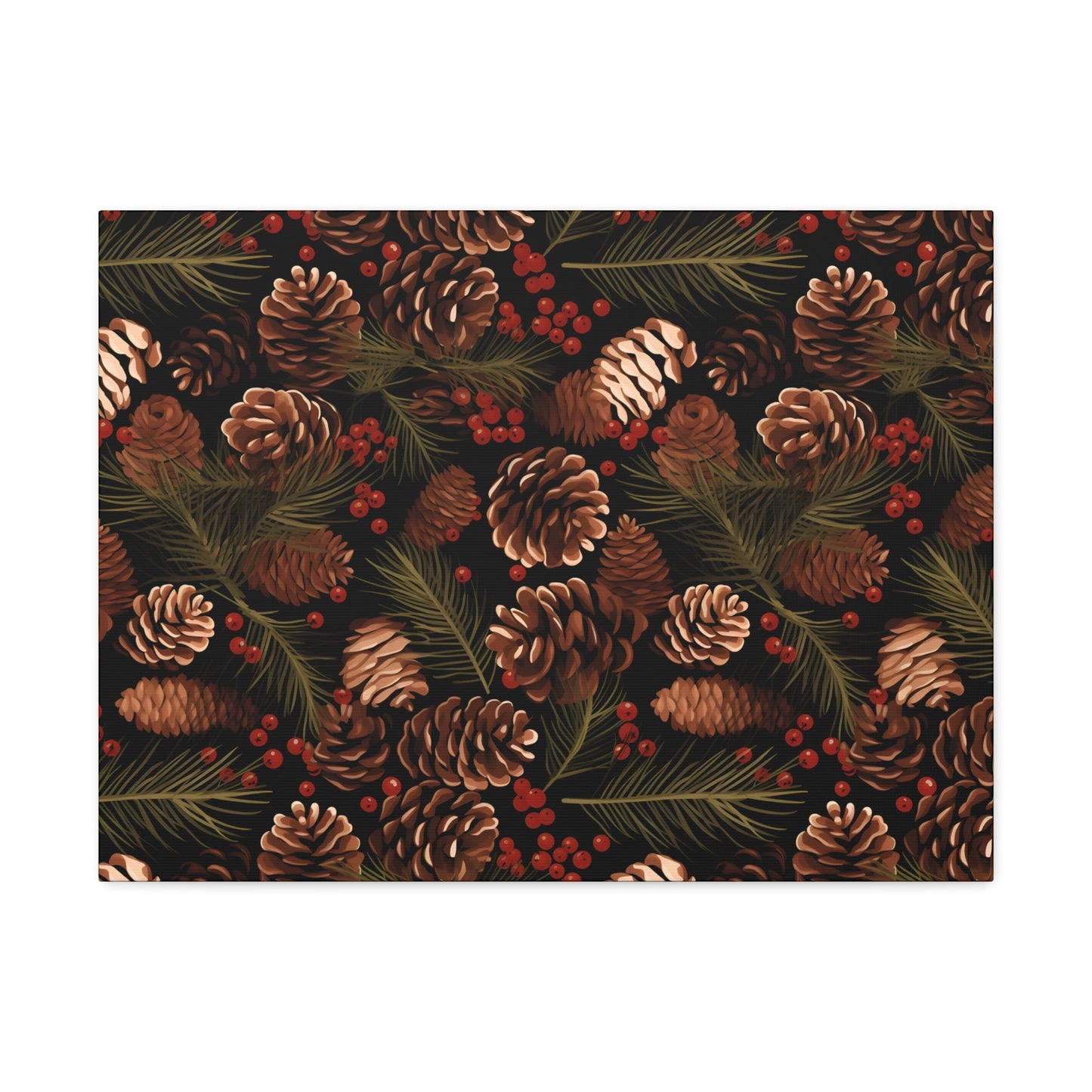 Winter Berries - Pinecone Profusion - Wall Art Canvas - Pattern Symphony