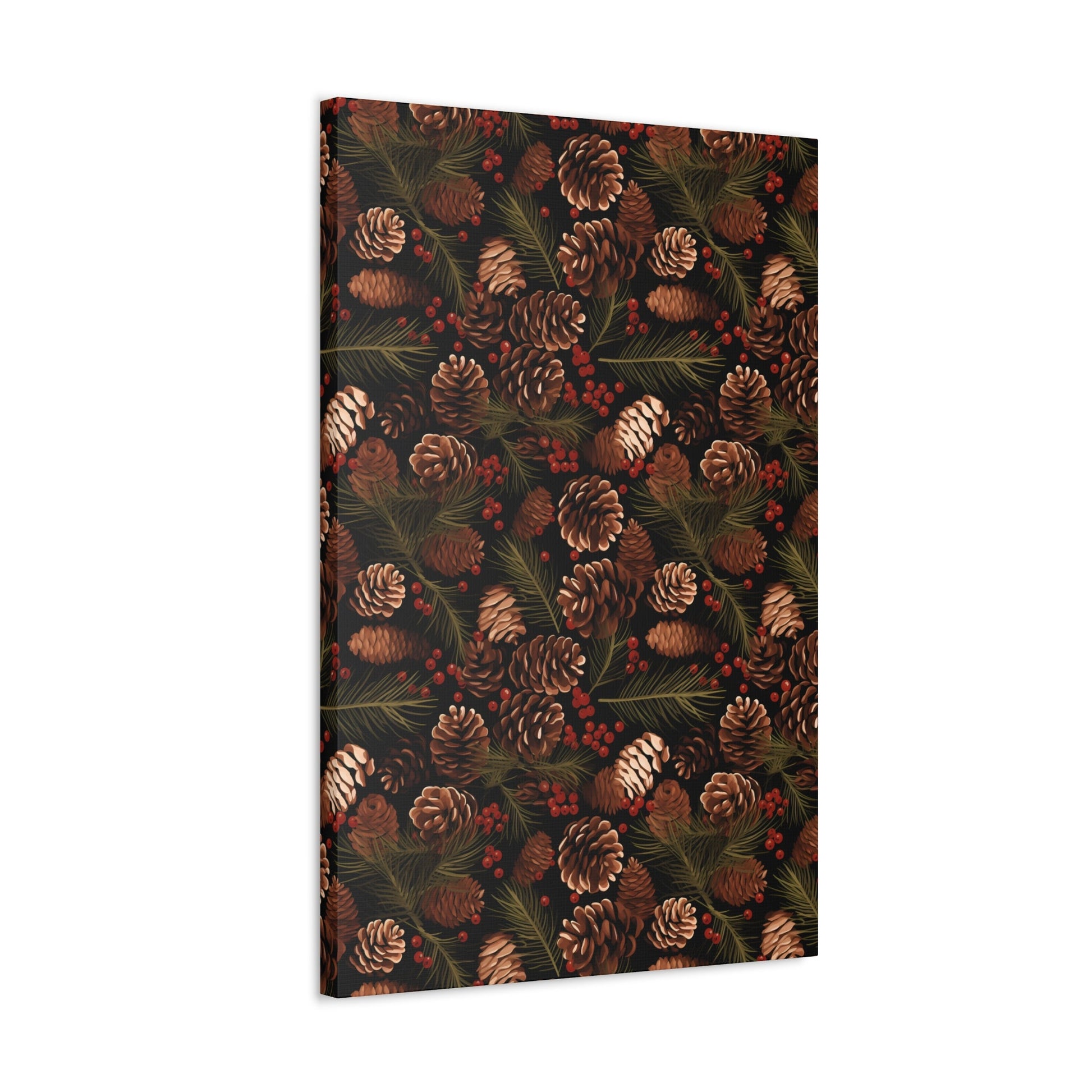 Winter Berries - Pinecone Profusion - Wall Art Canvas - Pattern Symphony